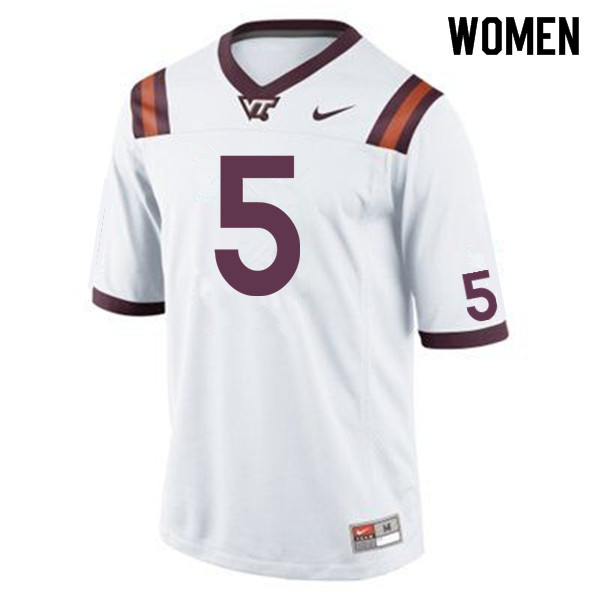 Women #5 Raheem Blackshear Virginia Tech Hokies College Football Jersey Sale-White - Click Image to Close